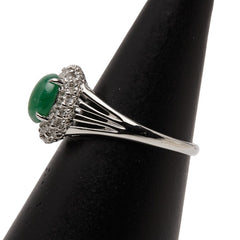 Pt900 プラチナ 翡翠 ダイヤ0.2ct リング 指輪 レディース 11号 【中古】