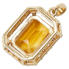 K18YG イエローゴールド シトリントパーズ1.30ct ダイヤ0.20ct ペンダントトップ ネックレス レディース 【中古】