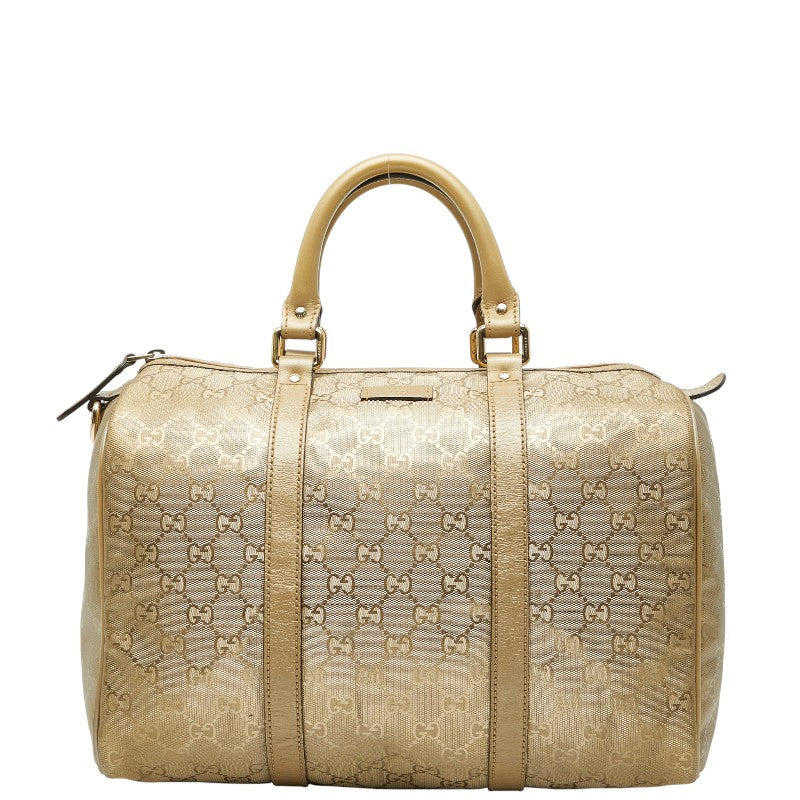 グッチ GGクリスタル ミニボストン ハンドバッグ 193603 ゴールド PVC レザー レディース GUCCI 【中古】