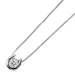 Pt900 プラチナ Pt850 プラチナ ダイヤ0.134ct プチネックレス レディース 【中古】