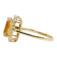 K18YG イエローゴールド シトリントパーズ1.45ct ダイヤ0.20ct リング 指輪 レディース 6.5号 【中古】