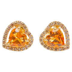 K18YG イエローゴールド シトリントパーズ2.30ct ダイヤ0.20ct ハートモチーフ スタッドピアス レディース 【中古】