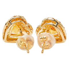K18YG イエローゴールド シトリントパーズ2.30ct ダイヤ0.20ct ハートモチーフ スタッドピアス レディース 【中古】