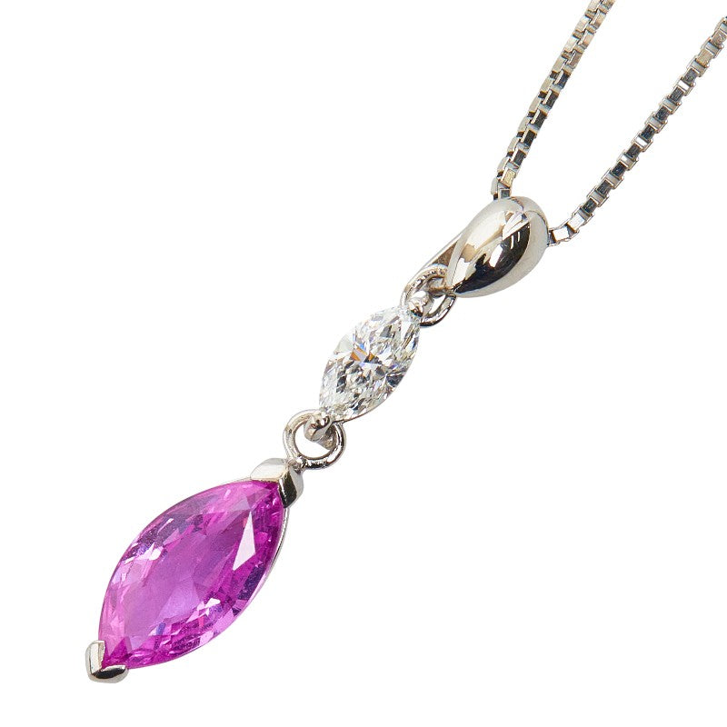 Pt900 プラチナ Pt850 プラチナ ピンクサファイア1.20ct ダイヤ0.18ct ペンダント ネックレス レディース 【中古】