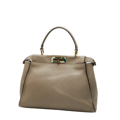 フェンディ ピーカブー レギュラー ハンドバッグ ショルダーバッグ 2WAY 8BN290 グレージュ レザー レディース FENDI 【中古】
