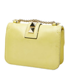 ヴァレンチノ ロックスタッズ チェーン ミニショルダーバッグ イエロー レザー レディース Valentino 【中古】
