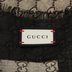 グッチ ウェブ＆スネーク プリント スカーフ 429733 ベージュ ブラック ウール レディース GUCCI 【中古】