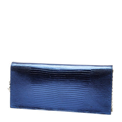 ディオール チェーン ショルダーバッグ メタリック ブルー レザー レディース Dior 【中古】