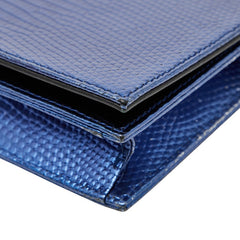 ディオール チェーン ショルダーバッグ メタリック ブルー レザー レディース Dior 【中古】