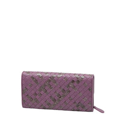ボッテガヴェネタ イントレチャート 長財布 パープル レザー パイソン レディース BOTTEGAVENETA 【中古】