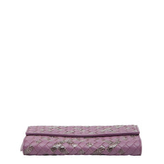 ボッテガヴェネタ イントレチャート 長財布 パープル レザー パイソン レディース BOTTEGAVENETA 【中古】