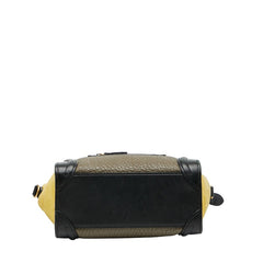 セリーヌ ラゲージ ナノショッパー トリコロール ハンドバッグ ショルダーバッグ 2WAY ベージュ マルチカラー レザー レディース CELINE 【中古】