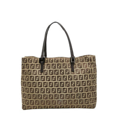 フェンディ ズッキーノ ハンドバッグ 8BH018 ベージュ ブラウン キャンバス レザー レディース FENDI 【中古】