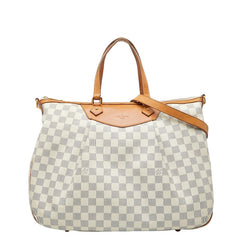 ルイ ヴィトン ダミエ アズール シラクーサGM ハンドバッグ ショルダーバッグ 2WAY N41111 ホワイト PVC レザー レディース LOUIS VUITTON 【中古】