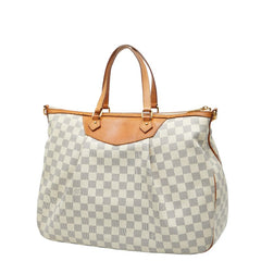 ルイ ヴィトン ダミエ アズール シラクーサGM ハンドバッグ ショルダーバッグ 2WAY N41111 ホワイト PVC レザー レディース LOUIS VUITTON 【中古】