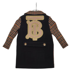 バーバリー TBロゴ チェック コート サイズ4Y 104cm ブラウン マルチカラー ウール キッズ BURBERRY 【中古】