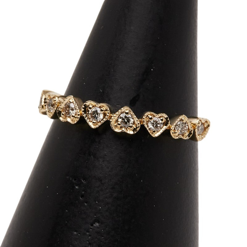 K18YG イエローゴールド ダイヤ0.18ct ハートモチーフ リング 指輪 レディース 12号 【中古】