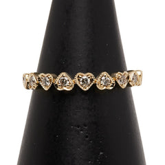 K18YG イエローゴールド ダイヤ0.18ct ハートモチーフ リング 指輪 レディース 12号 【中古】