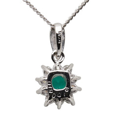 Pt900 プラチナ Pt850 プラチナ エメラルド0.19ct ダイヤ0.15ct ペンダントネックレス レディース 【中古】