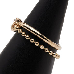 ヨンドシー K18YG イエローゴールド ダイヤ 1P 2連 リング 指輪 レディース 4℃ 7.5号 【中古】