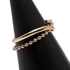 ヨンドシー K18YG イエローゴールド ダイヤ 1P 2連 リング 指輪 レディース 4℃ 7.5号 【中古】