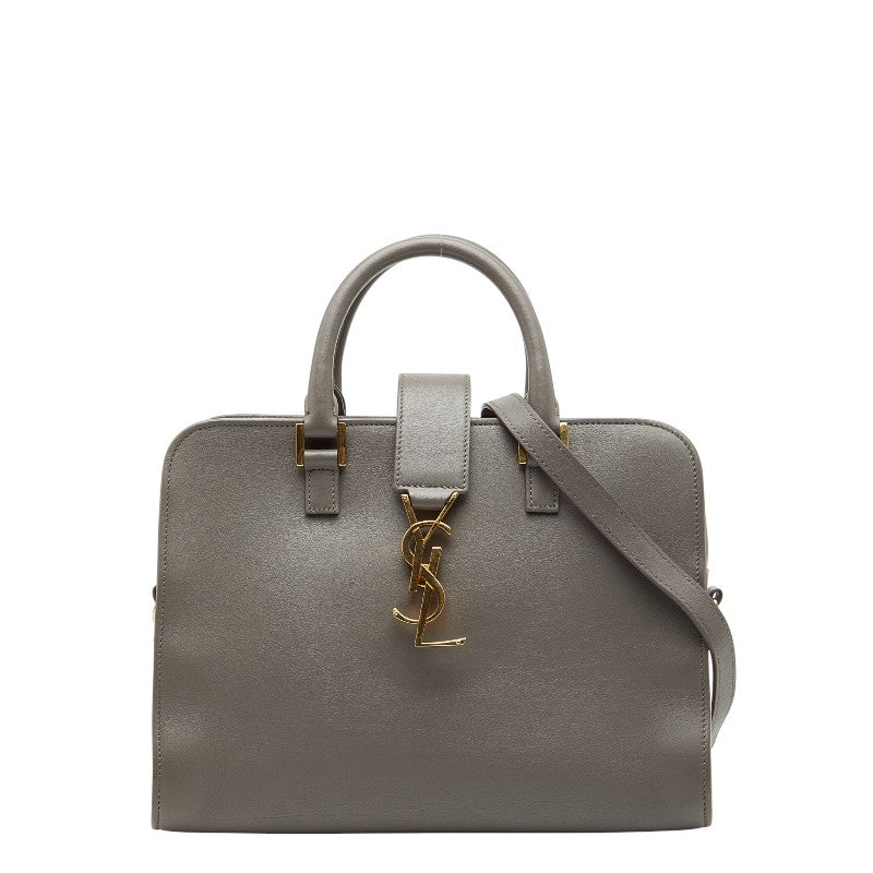 サンローラン ベイビーカバス ハンドバッグ ショルダーバッグ 2WAY 372087 グレー レザー レディース SAINT LAURENT 【中古】