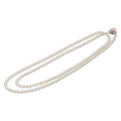 SV シルバー アコヤパール7~7.5mm ロングネックレス レディース 【中古】