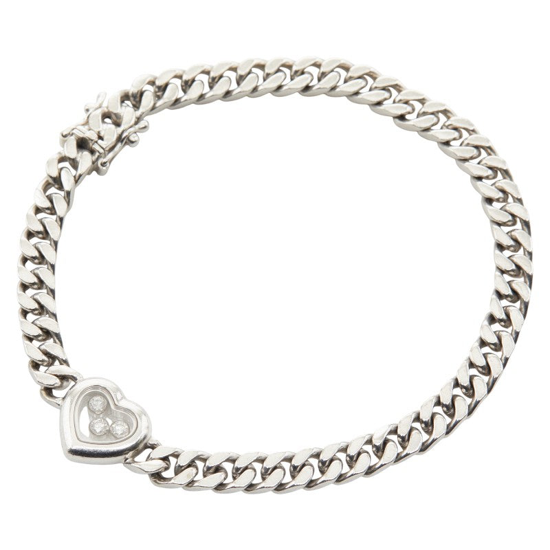 ショパール K18WG ホワイトゴールド(750刻印) ハッピーダイヤ ハート チェーン ブレスレット レディース Chopard 【中古】