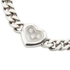 ショパール K18WG ホワイトゴールド(750刻印) ハッピーダイヤ ハート チェーン ブレスレット レディース Chopard 【中古】