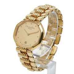 クリスチャンディオール オクタゴン 腕時計 48.153 クオーツ ゴールド文字盤 ステンレススチール レディース Christian Dior 【中古】