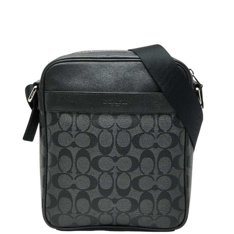 コーチ シグネチャー 斜め掛け ショルダーバッグ F54788 ブラック PVC レザー レディース COACH 【中古】