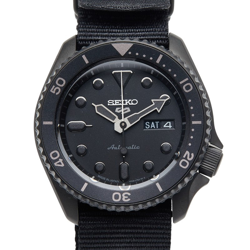 セイコー 5スポーツ 腕時計 SBSA025 自動巻き ブラック文字盤 ステンレススチール ナイロン メンズ SEIKO 【中古】