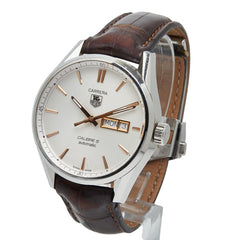 タグホイヤー カレラ キャリバー5 腕時計 WAR201D-1 自動巻き ベージュ文字盤 ステンレススチール アリゲーター メンズ TAG HEUER 【中古】