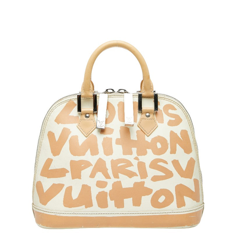 ルイ ヴィトン モノグラム グラフィティ アルマMM ハンドバッグ M92180 ホワイト ベージュ レザー レディース LOUIS VUITTON 【中古】