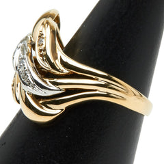 ゴールド K18YG イエローゴールド Pt900 プラチナ ダイヤ0.06ct リング 指輪 レディース 11.5号 【中古】