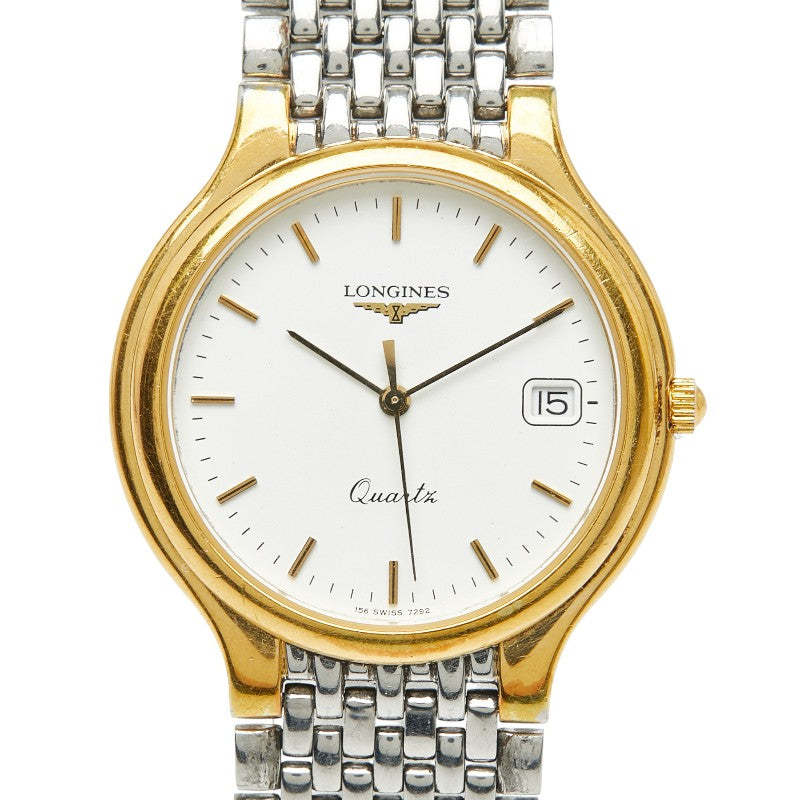 ロンジン フラグシップ 腕時計 クオーツ ホワイト文字盤 ステンレススチール メッキ メンズ LONGINES 【中古】