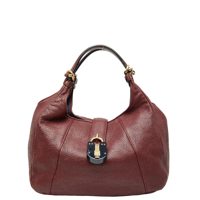 ロエベ カリエ ホーボー ハンドバッグ レッド レザー レディース LOEWE 【中古】
