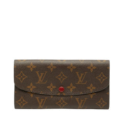 ルイ ヴィトン モノグラム ポルトフォイユ エミリー 長財布 M60136 ブラウン ルージュ レッド PVC レザー レディース LOUIS VUITTON 【中古】