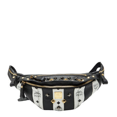 エム シー エム スタッズ ウエストバッグ ボディバッグ ブラック ホワイト レザー レディース MCM 【中古】