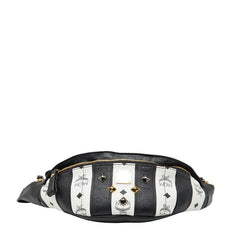 エム シー エム スタッズ ウエストバッグ ボディバッグ ブラック ホワイト レザー レディース MCM 【中古】