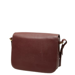 カルティエ 斜め掛け ショルダーバッグ ワインレッド ボルドー レザー レディース CARTIER 【中古】