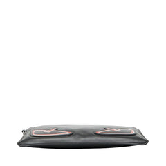 フェンディ モンスター バグズアイ クラッチバッグ セカンドバッグ ポーチ 7N0078 ブラック レザー レディース FENDI 【中古】