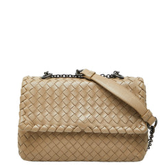 ボッテガヴェネタ イントレチャート チェーン ショルダーバッグ ベージュ レザー レディース BOTTEGAVENETA 【中古】