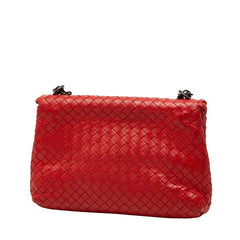 ボッテガヴェネタ イントレチャート チェーン ショルダーバッグ レッド レザー レディース BOTTEGAVENETA 【中古】
