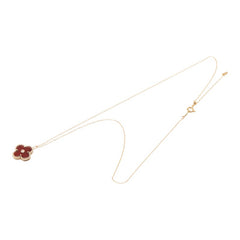 K18PG ピンクゴールド カーネリアン ダイヤ0.01ct フラワー 花 モチーフ ペンダントネックレス レディース 【中古】