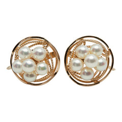 K14YG イエローゴールド アコヤパール4～4.5mm ラウンド イヤリング レディース 【中古】