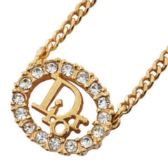 ディオール ロゴ ネックレス ゴールド メッキ ラインストーン レディース Dior 【中古】