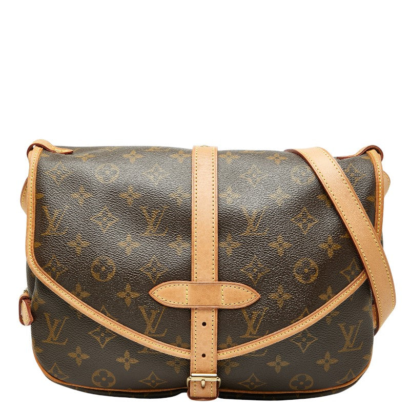 ルイ ヴィトン モノグラム ソミュールMM 斜め掛け ショルダーバッグ M40710 ブラウン PVC レザー レディース LOUIS VUITTON 【中古】