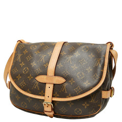 ルイ ヴィトン モノグラム ソミュールMM 斜め掛け ショルダーバッグ M40710 ブラウン PVC レザー レディース LOUIS VUITTON 【中古】