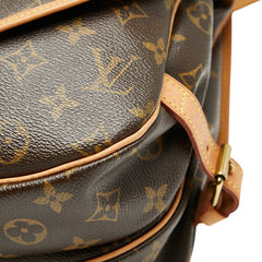 ルイ ヴィトン モノグラム ソミュールMM 斜め掛け ショルダーバッグ M40710 ブラウン PVC レザー レディース LOUIS VUITTON 【中古】